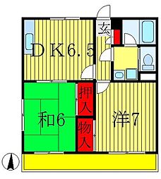 レクコーポ常盤平B棟 1階2DKの間取り