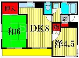 ロイヤルエモンド松戸 3階2DKの間取り