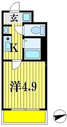 西馬橋マンション 7階1Kの間取り