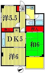 アンソレイエ松戸 3DKの間取図画像