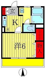 シャレー馬橋 1Kの間取図画像
