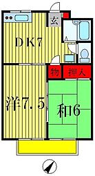クレストパレス参番館 2DKの間取図画像