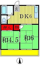 アローハイツA 2DKの間取図画像