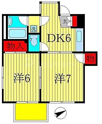 ニューパレス馬橋 2DKの間取図画像