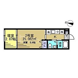 KT松戸六実 2Kの間取図画像