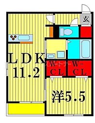 クレールメゾン 1LDKの間取図画像
