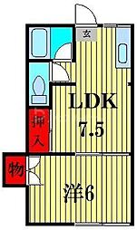 畑野アパート 1LDKの間取図画像