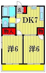 上信ハイツ 2DKの間取図画像