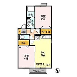 ピアC 2DKの間取図画像