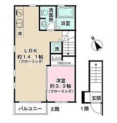 クレセール 1LDKの間取図画像
