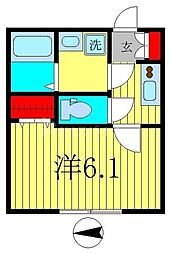 CRASTINE西馬橋1丁目 1Kの間取図画像