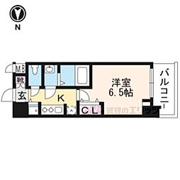 アドバンス京都ソナーレ 2階1Kの間取り