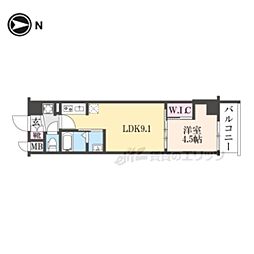 スワンズ京都東寺ガーデン 5階1LDKの間取り