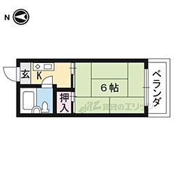 阪急京都本線 洛西口駅 徒歩27分の賃貸マンション 2階1Kの間取り