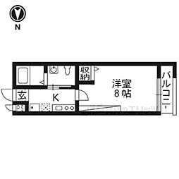 ブライトハイムＣ棟 2階1Kの間取り