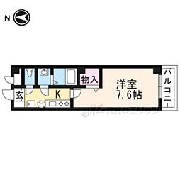 阪急京都本線 西院駅 徒歩15分の賃貸マンション 3階1Kの間取り