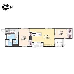 シャーメゾンライズＯｎｅ 3階2LDKの間取り