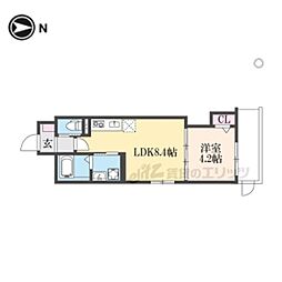 Ｆ　ａｓｅｃｉａ　Ｃａｎａｌｅ 2階1LDKの間取り