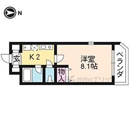 プレミール車道 4階1Kの間取り