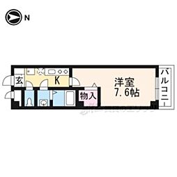阪急京都本線 西院駅 徒歩15分の賃貸マンション 3階1Kの間取り