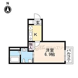 近鉄京都線 東寺駅 徒歩6分の賃貸マンション 2階1Kの間取り