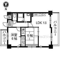サントル西京 7階2LDKの間取り
