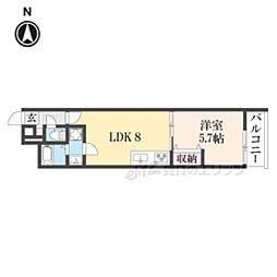 京都市営烏丸線 五条駅 徒歩6分の賃貸アパート 2階1LDKの間取り