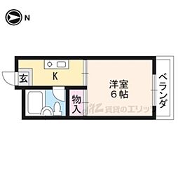 ハイムユアーズ 4階1Kの間取り