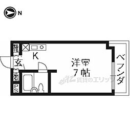 京都地下鉄東西線 西大路御池駅 徒歩5分の賃貸マンション 5階ワンルームの間取り