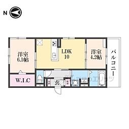 阪急京都本線 西京極駅 徒歩14分の賃貸アパート 2階2LDKの間取り