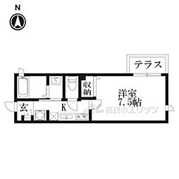 JR東海道・山陽本線 西大路駅 徒歩10分の賃貸アパート 1階1Kの間取り