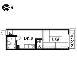 レジデンス桂 1DKの間取図画像