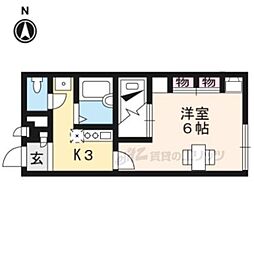 阪急嵐山線 松尾大社駅 徒歩14分の賃貸アパート 2階1Kの間取り