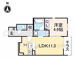 JR東海道・山陽本線 西大路駅 徒歩13分の賃貸アパート 1階1LDKの間取り