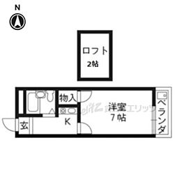 京福電気鉄道嵐山本線 帷子ノ辻駅 徒歩14分の賃貸アパート 2階1Kの間取り