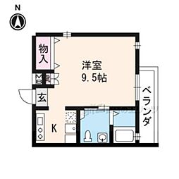 阪急京都本線 桂駅 徒歩9分の賃貸マンション 3階ワンルームの間取り