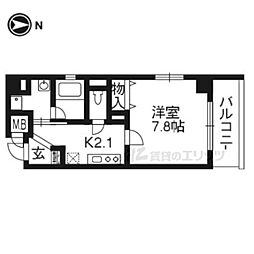 阪急京都本線 大宮駅 徒歩4分の賃貸マンション 3階1Kの間取り