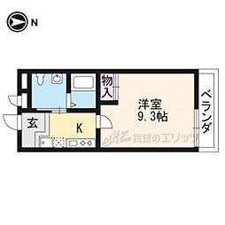 クレール・コート西院 3階1Kの間取り