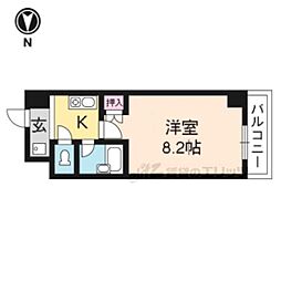 阪急京都本線 烏丸駅 徒歩6分の賃貸マンション 4階1Kの間取り