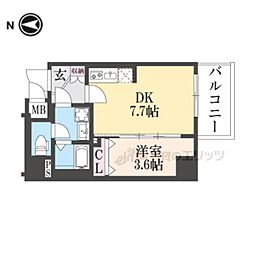 ASCLAIRE京都西院 5階1DKの間取り