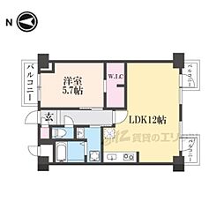 サンフローラ三条大宮 4階1LDKの間取り