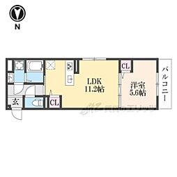 仮称)右京区嵯峨野芝野町ハイツ 2階1LDKの間取り