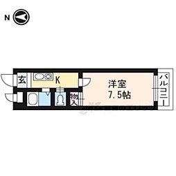 阪急京都本線 桂駅 徒歩15分の賃貸マンション 2階1Kの間取り
