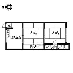 京都市営烏丸線 四条駅 バス25分 梅津西浦町下車 徒歩4分の賃貸アパート 1階2DKの間取り