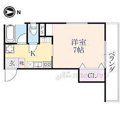 ネクストライフ太秦天神川 3階1Kの間取り