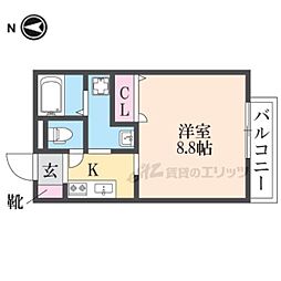 アーベルハイム 1Kの間取図画像