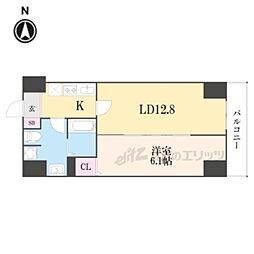 アート四条堀川 6階1LDKの間取り