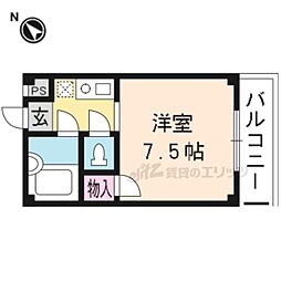 ビューハイツ桂 1Kの間取図画像