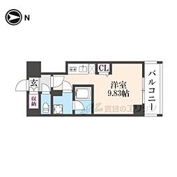 LW京都桜邸 1Kの間取図画像