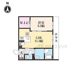 グランコート北浦 1LDKの間取図画像